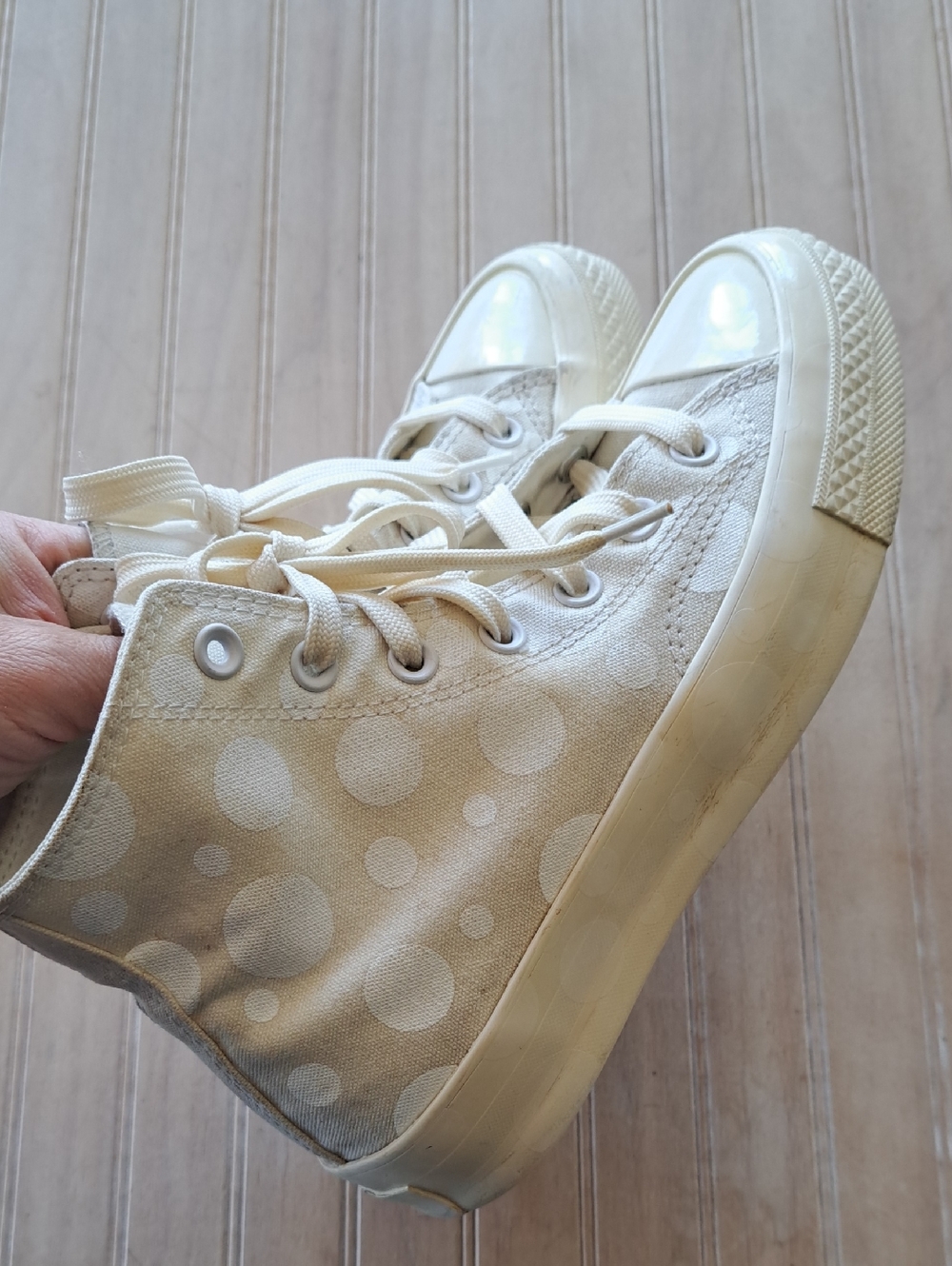 Converse Chuck 70 Hi Polka Dots Egret White Canvas High Top Sneakers Y2k